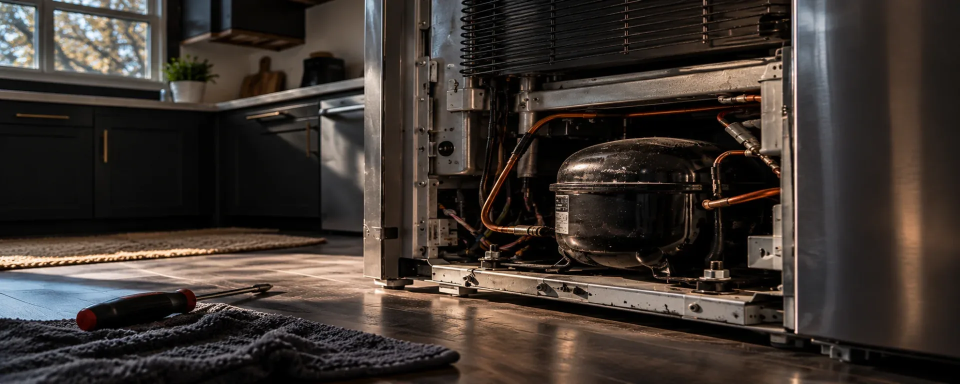 Refrigerator in an everyday residential kitchen