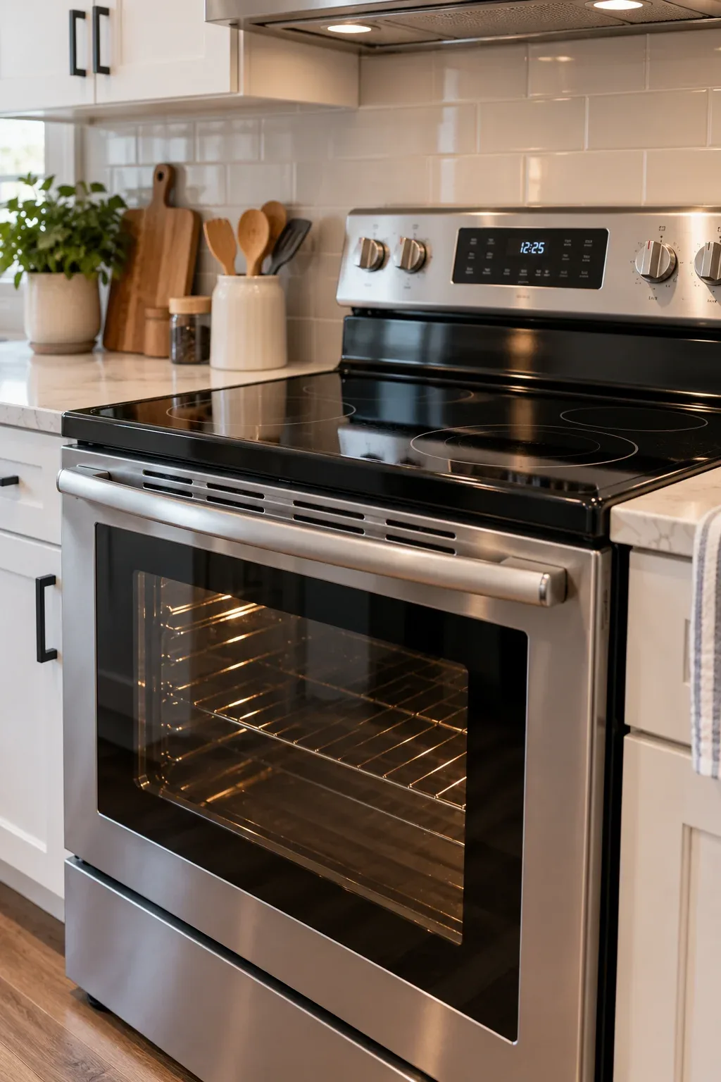 Open oven interior in a residential Midland Ontario kitchen